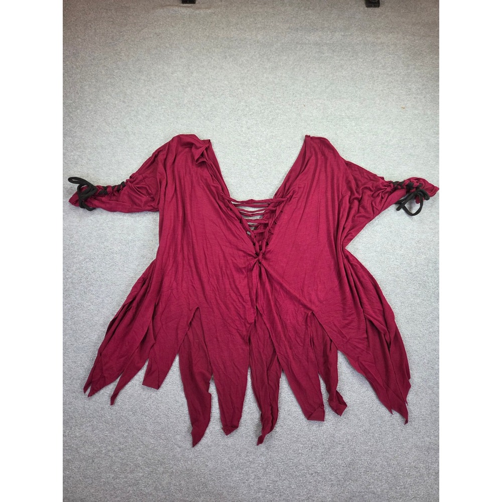 Burgundy Fairy Grunge Renaissanc Faire Pirate Top Gothic Tattered Festival Tunic